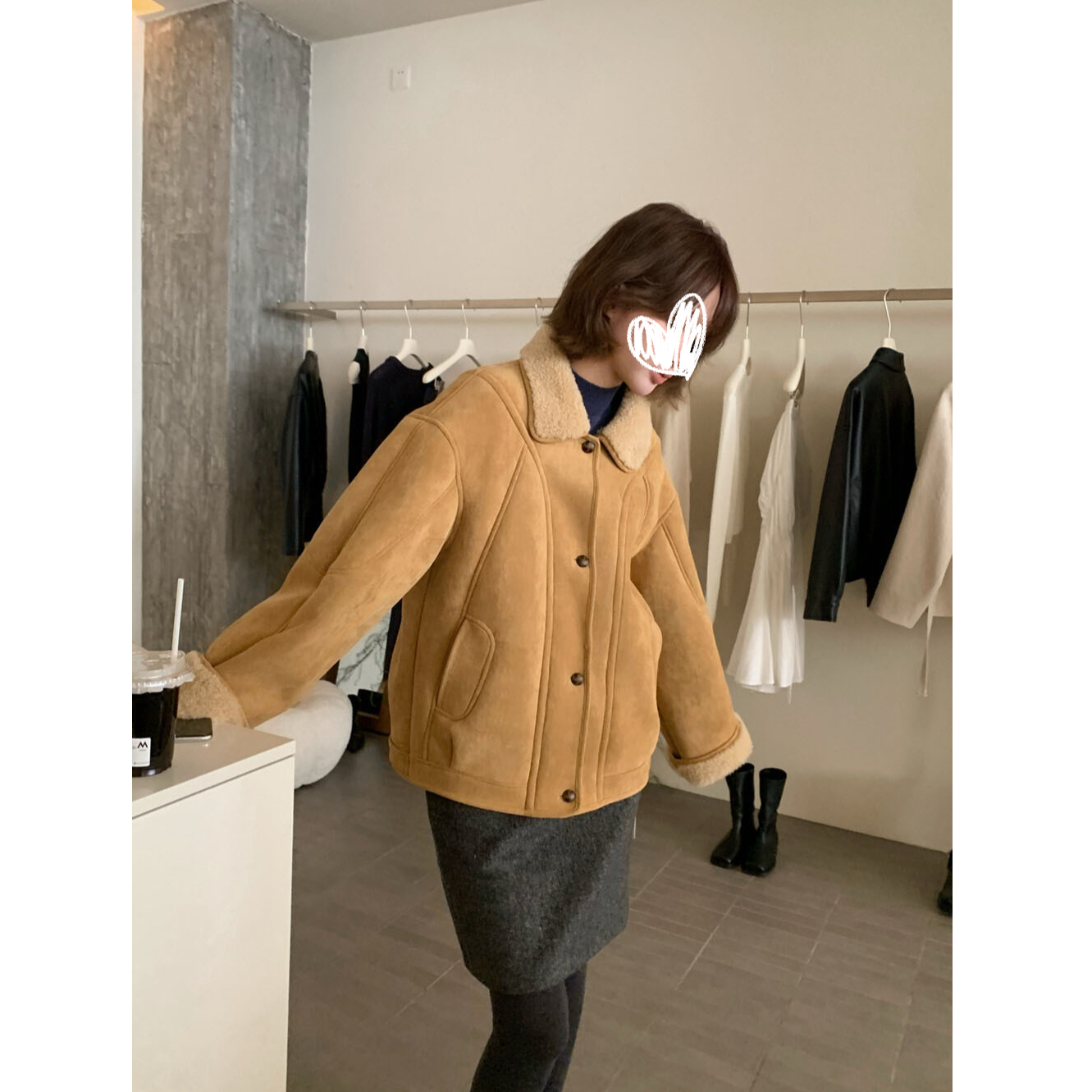 宽松一体保暖皮毛一体羊羔毛宽松百搭韩版秋冬ins外套