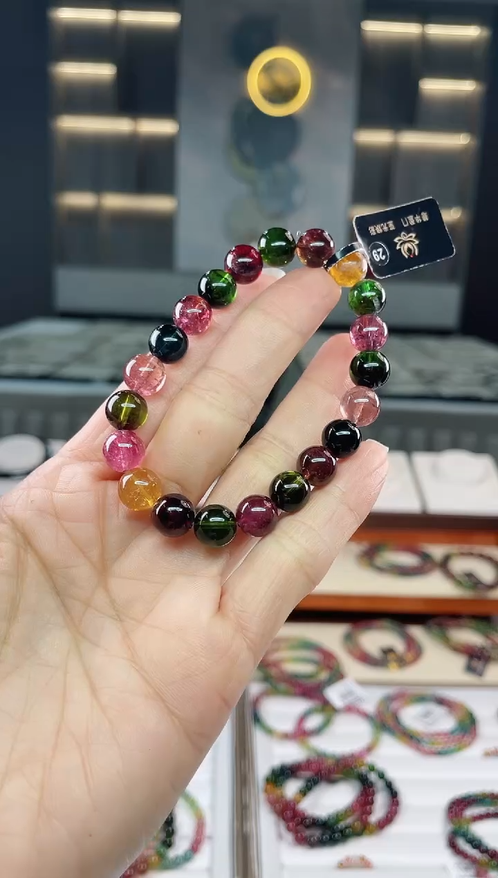 未镶嵌冰透体老矿碧玺单圈手串9mm+碧玺（多样性发一条）Q