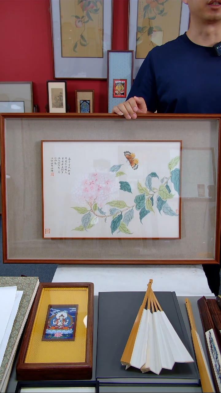 国画李金双《绣球花》装裱75*52
