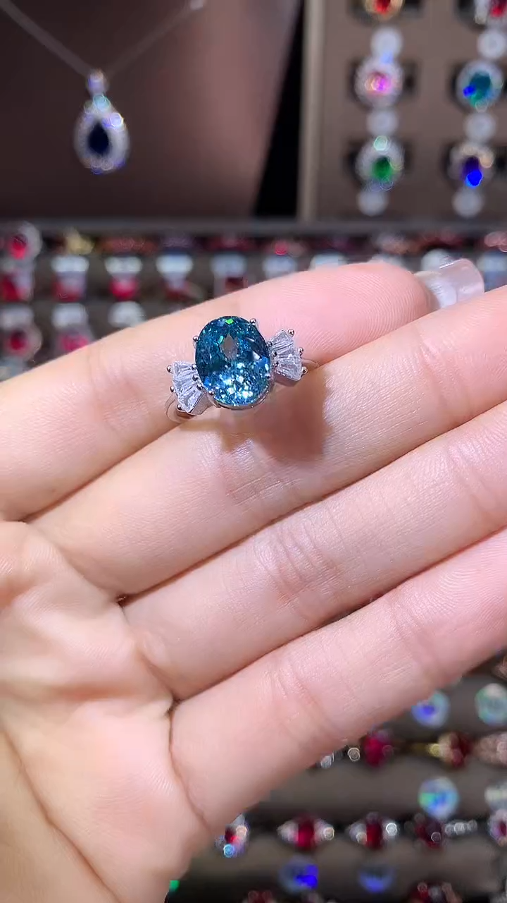 银S925镶嵌戒指碧玺810银色