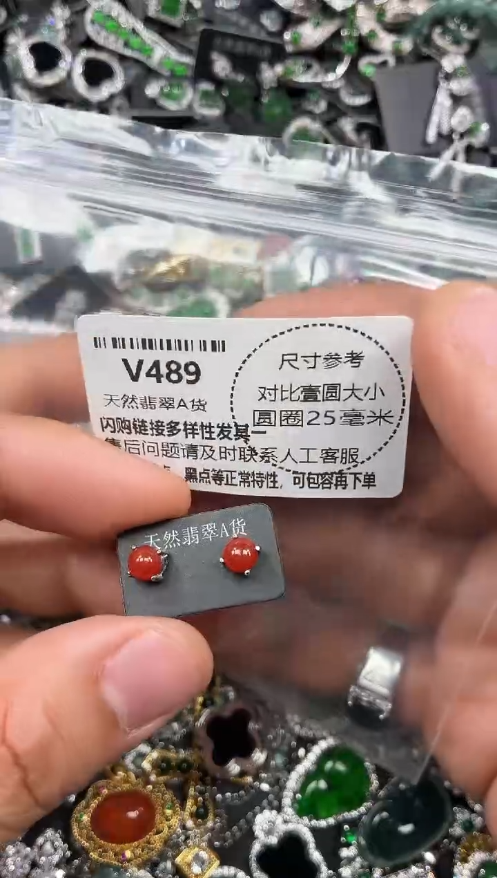 颈饰未镶嵌翡翠V489耳钉