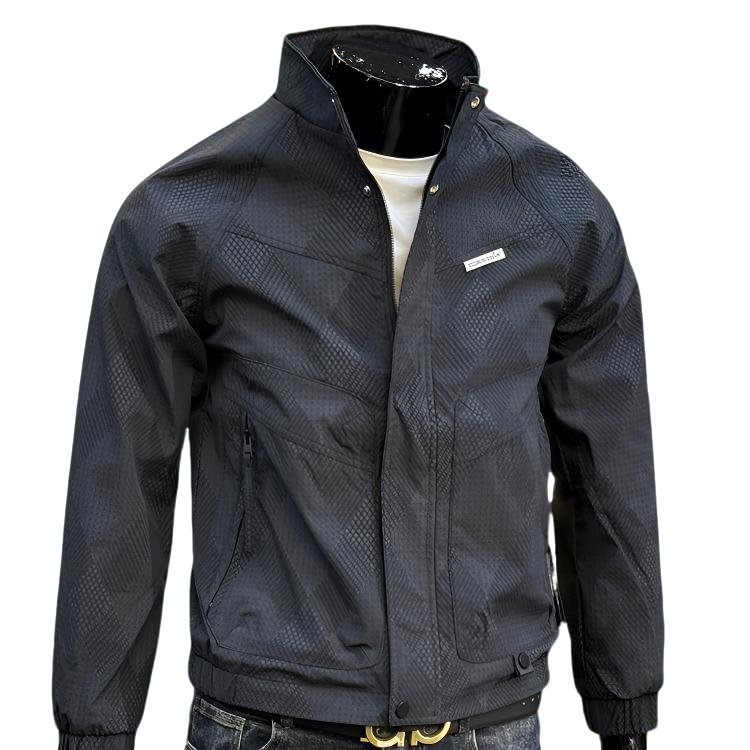 小板型暗花青年工装夹克男春季新款潮牌修身痞帅轻奢立领外套上衣