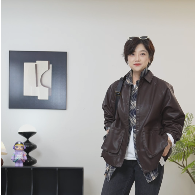 【U.M】伦敦街头羊皮廓形大口袋羊皮外套夹克