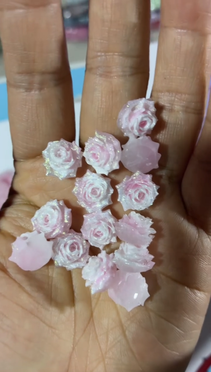 塑料2303-卡12软胶花-粉色100颗