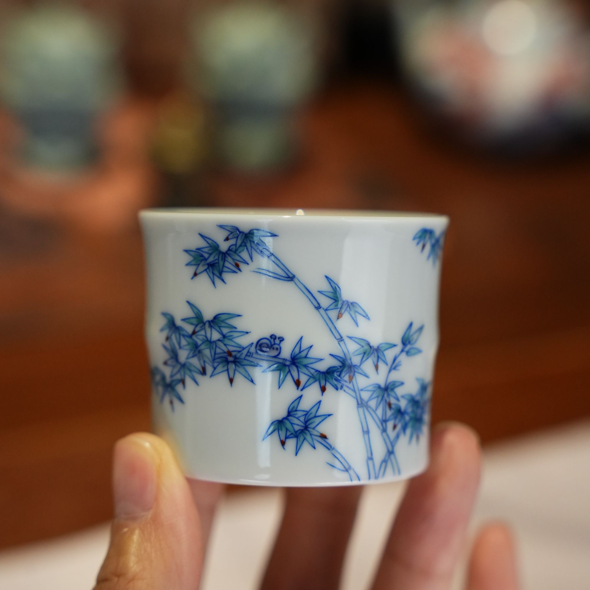 景德镇斗彩竹纹节节高升主人杯竹节杯茶杯