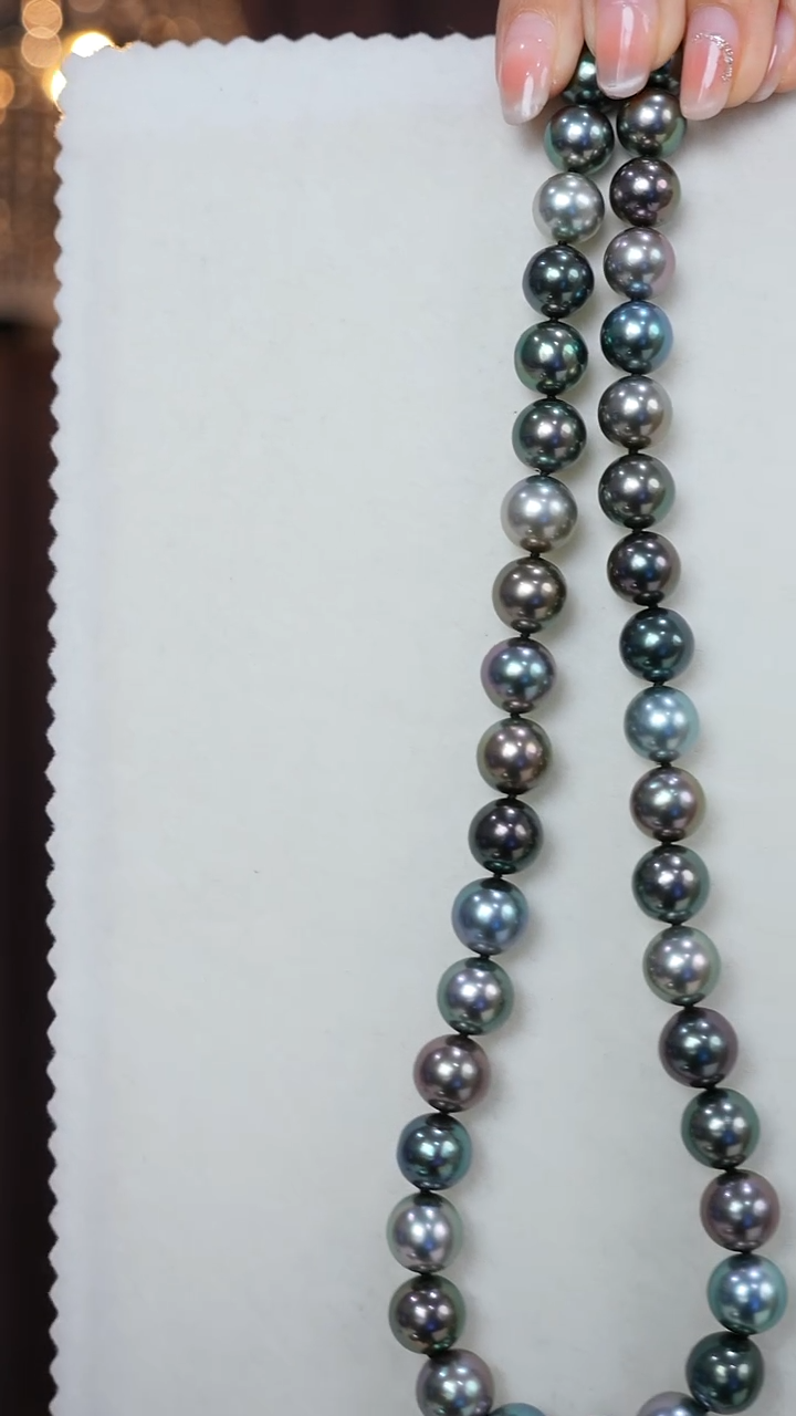 14K金镶嵌项链海水珍珠大溪地9-10mm