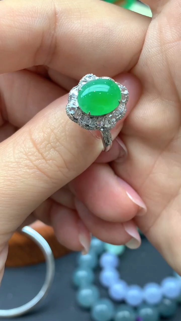 【闪购商品】翡翠戒指18K金镶嵌10-天然翡翠