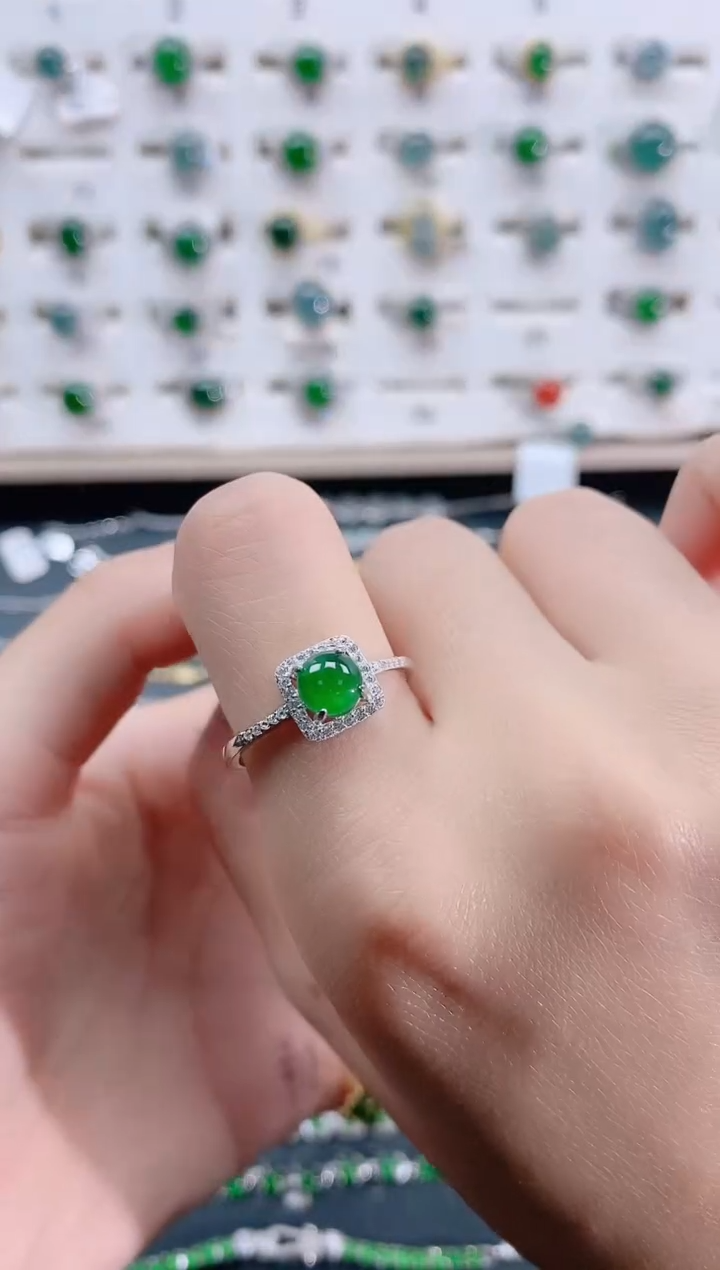 【闪购商品】翡翠戒指银S925镶嵌天然翡翠