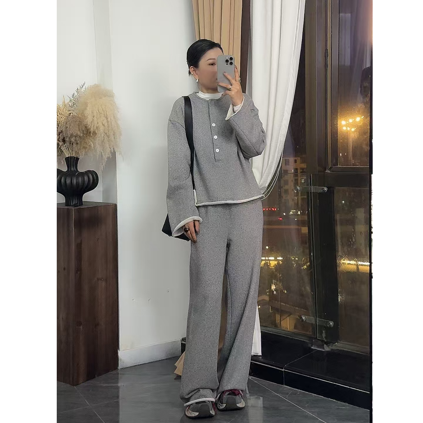 慵懒简约气质复古显瘦休闲卫衣套装女