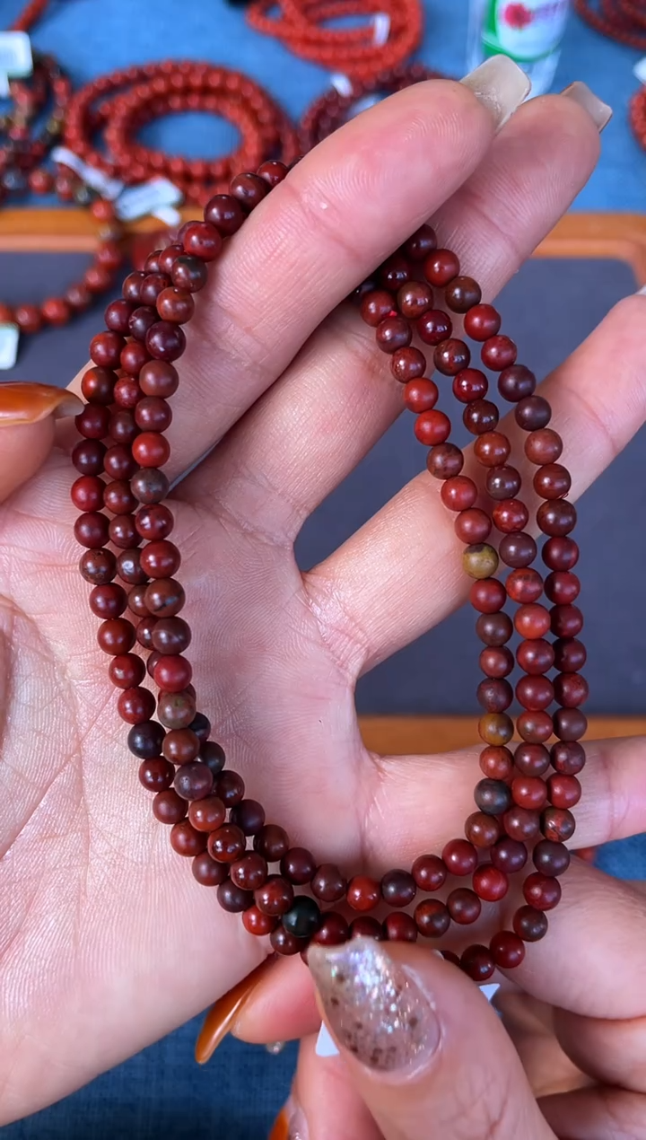未镶嵌手串南红玛瑙N04凉山九口料包浆乌石多圈