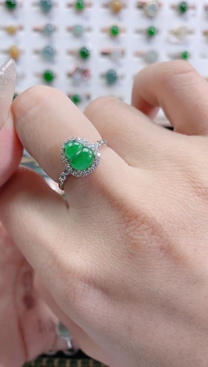 银S925镶嵌戒指翡翠天然翡翠
