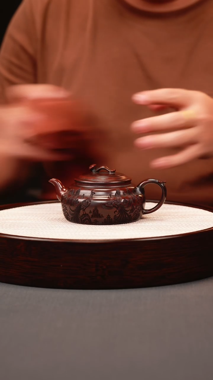 茶壶紫砂古红泥如意半月