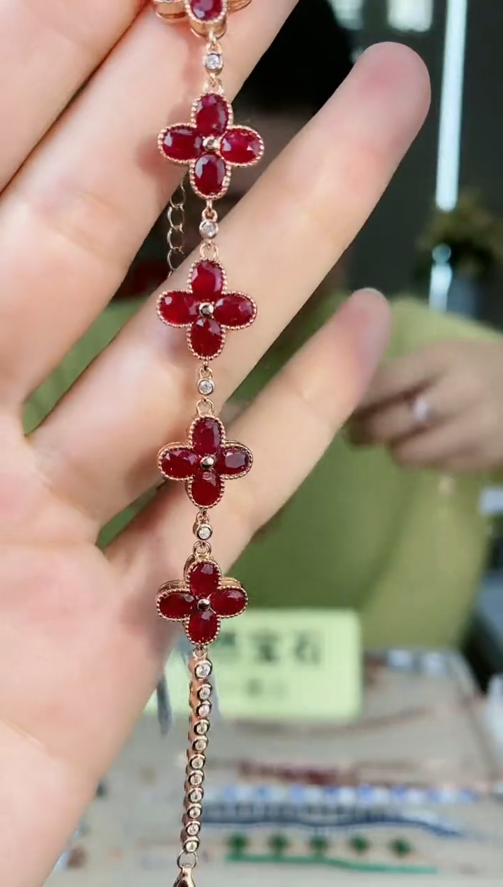【闪购商品】红宝石手链银S925镶嵌手链
