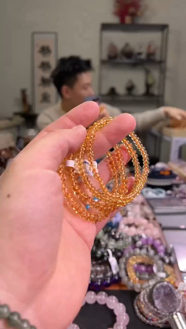 【闪购商品】黄晶手串未镶嵌6mm黄水晶算盘珠（多样性发其一）