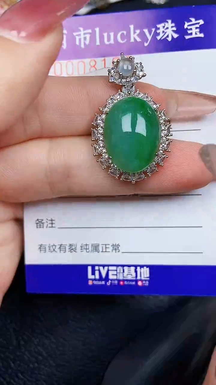 颈饰银S925镶嵌翡翠8163