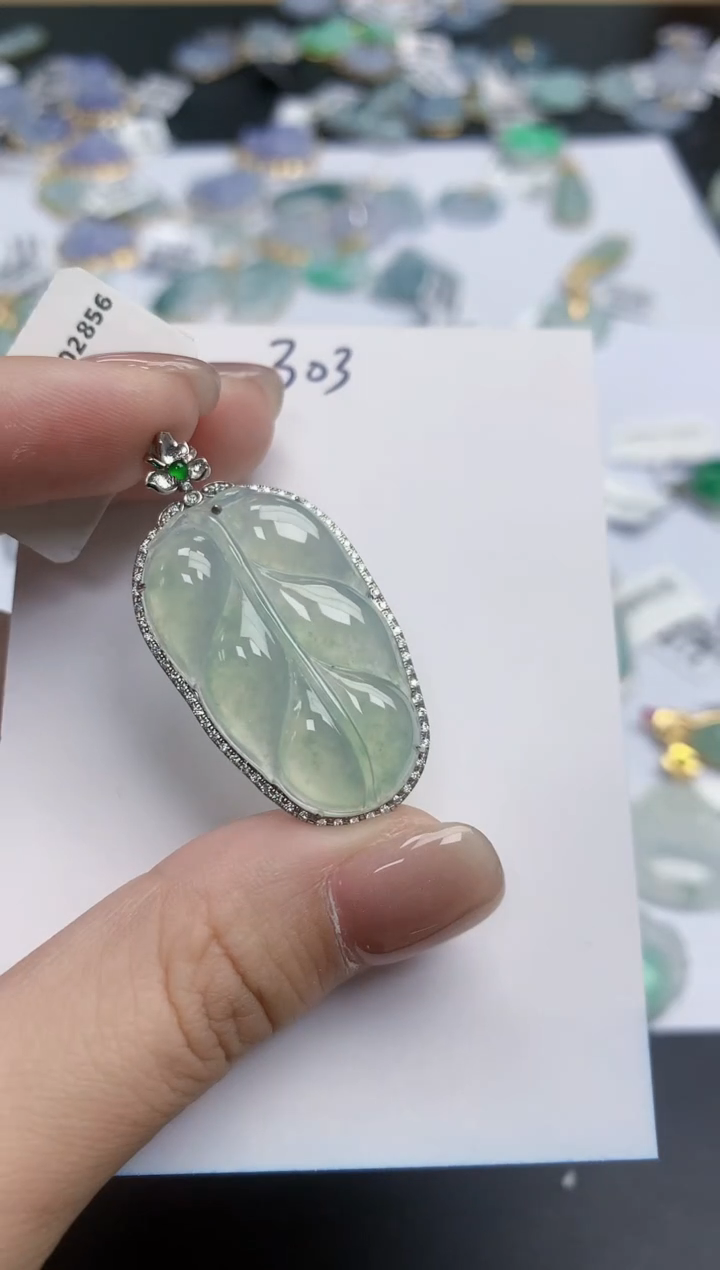 【闪购商品】翡翠颈饰18K金镶嵌天然缅甸翡翠A货