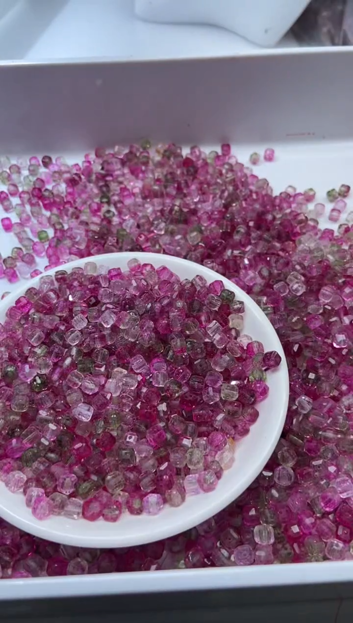 颈饰未镶嵌水晶W1634-西瓜碧玺方糖5mm*10颗