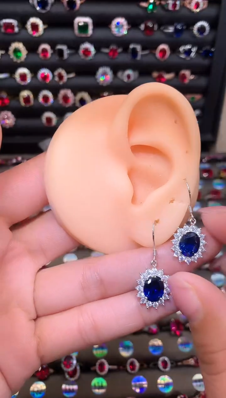 【闪购商品】蓝宝石耳饰银S925镶嵌1