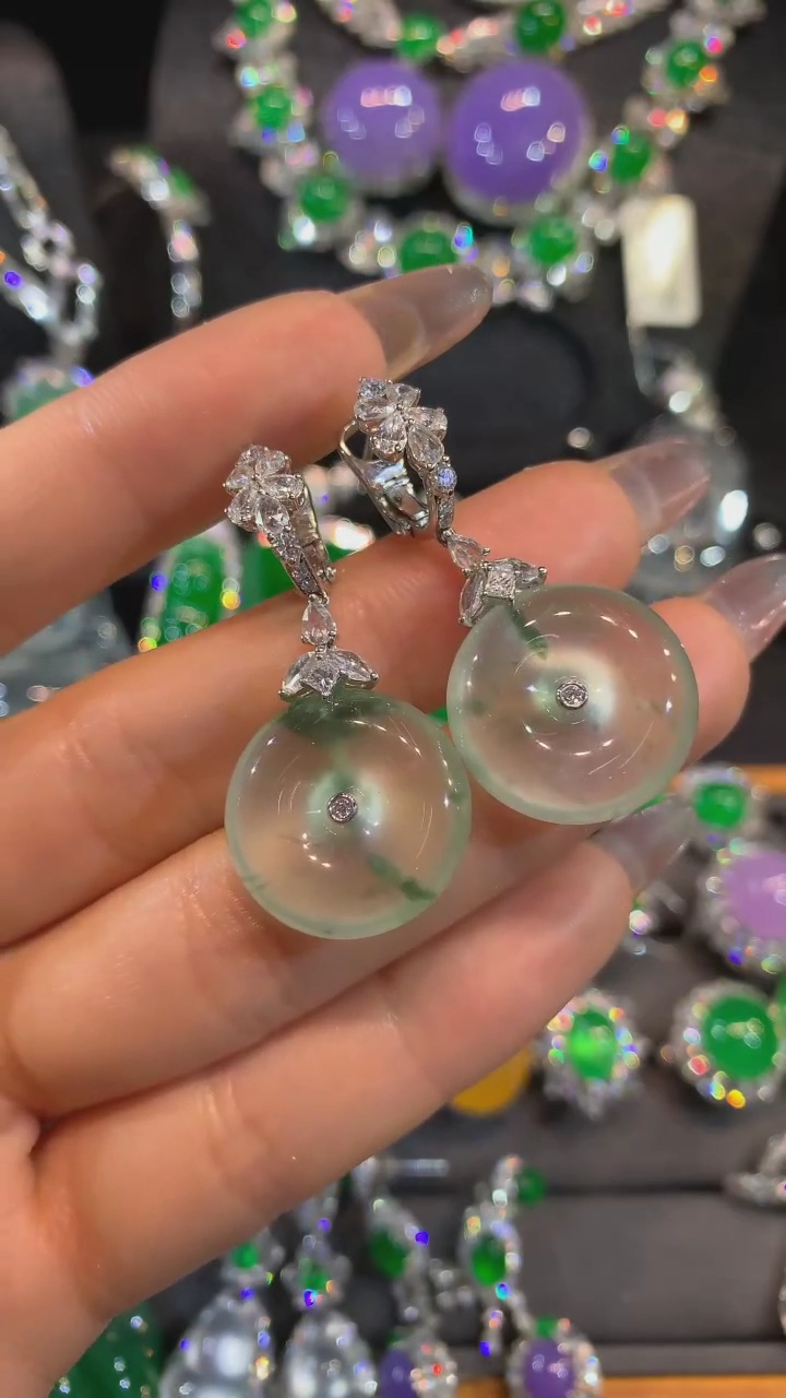 【闪购商品】翡翠耳饰18K金镶嵌耳饰