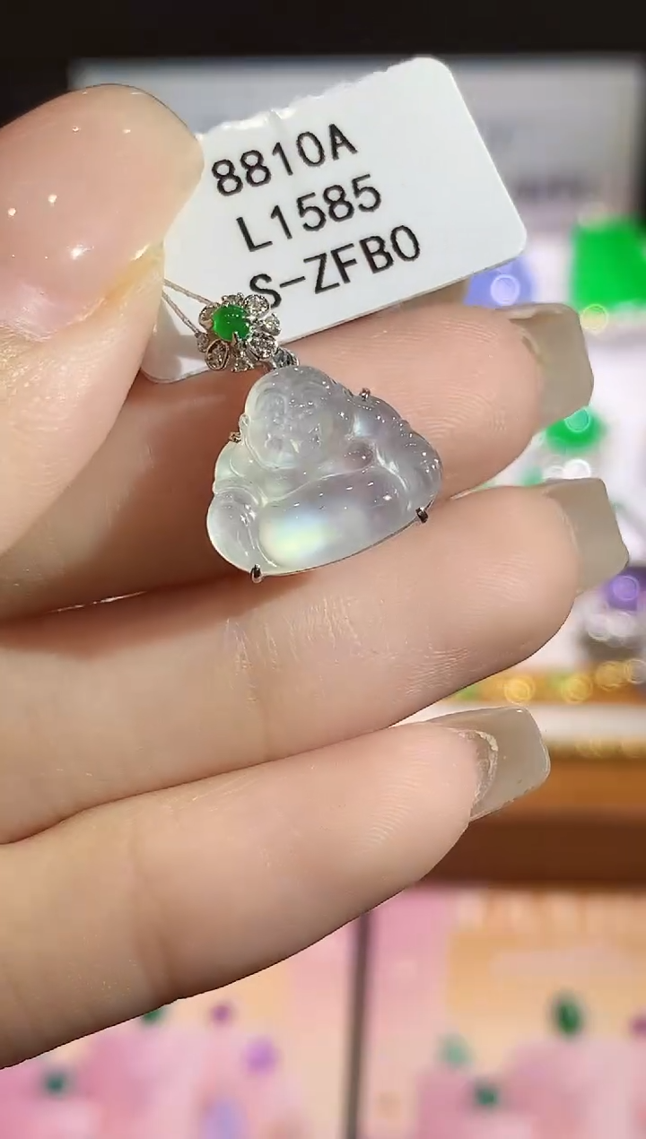 翡翠18K金镶嵌吊坠(不含链)L1585多样性发其一