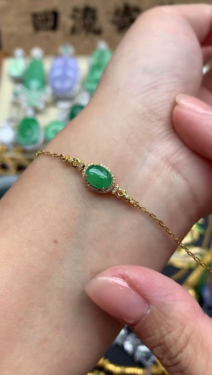 【闪购商品】翡翠手串18K金镶嵌344-中国好珍宝