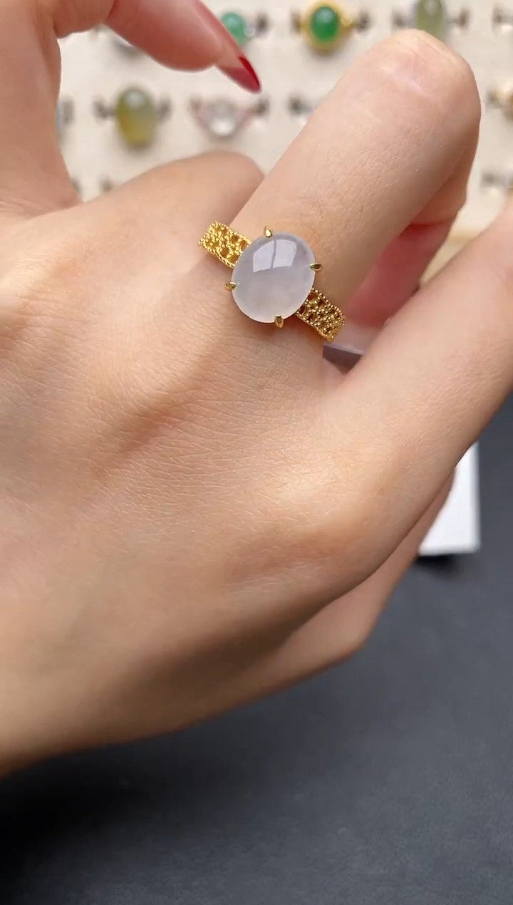 【闪购商品】翡翠戒指银S925镶嵌一物一证一礼盒