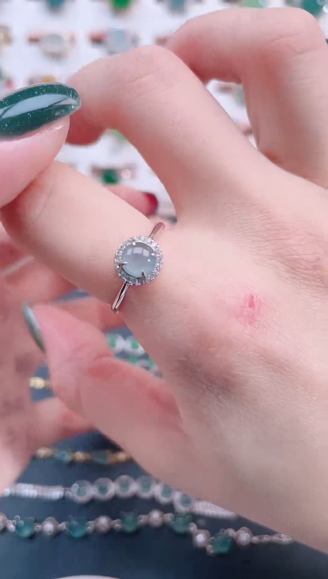 银S925镶嵌戒指翡翠天然翡翠