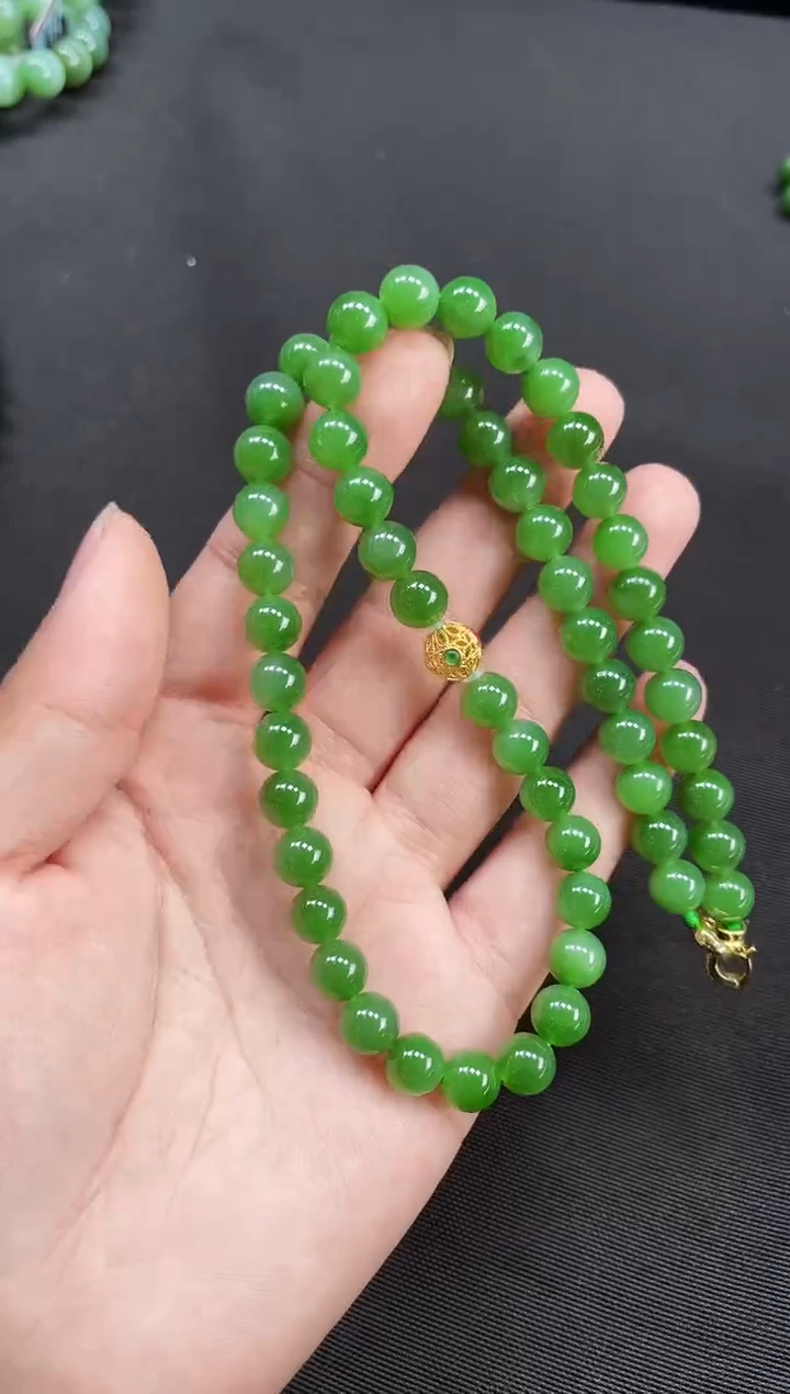 【闪购商品】和田玉项链18K金镶嵌8MM 多样性发一