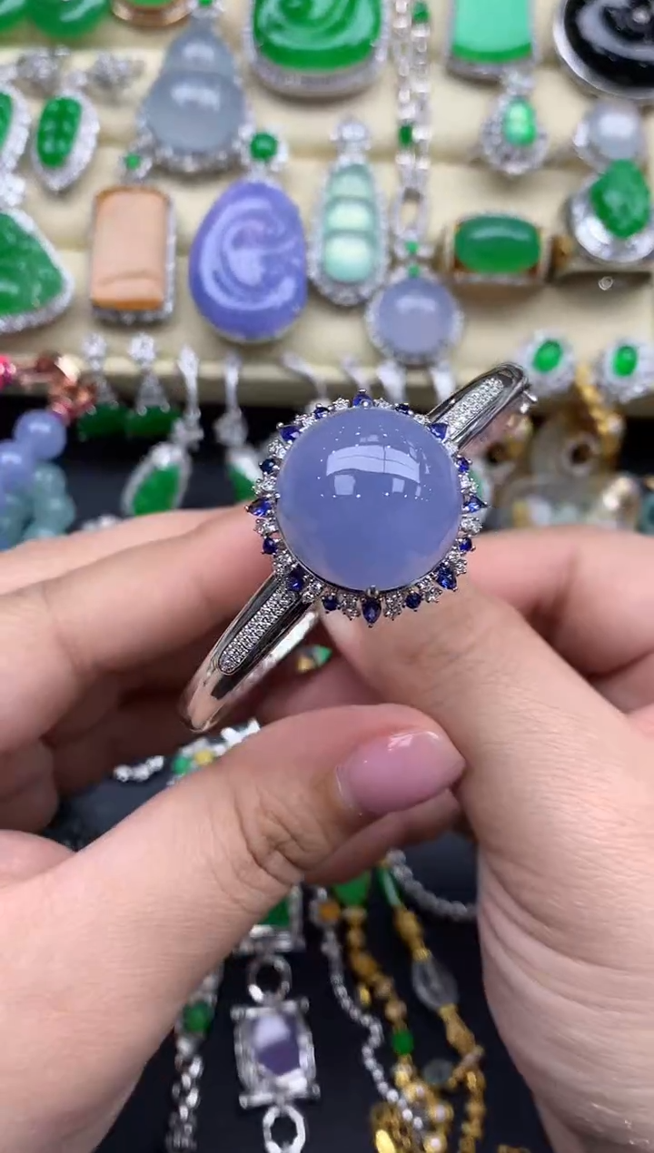 【闪购商品】翡翠手镯18K金镶嵌681-中国好珍宝