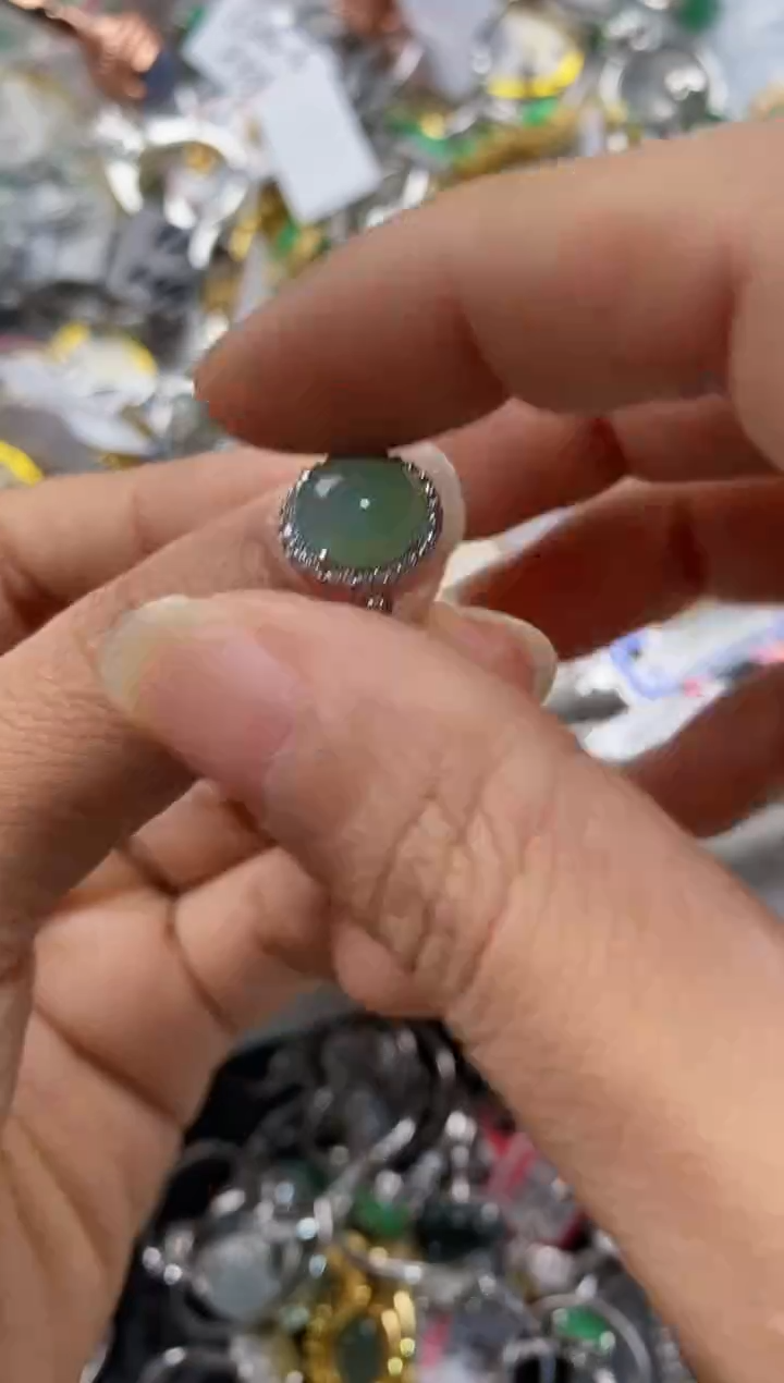 银S925镶嵌戒指翡翠888---1