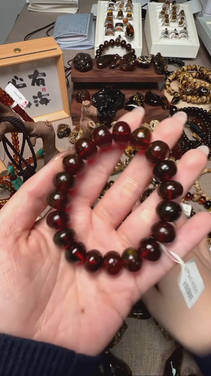 【闪购商品】琥珀手链未镶嵌抚顺琥珀12mm