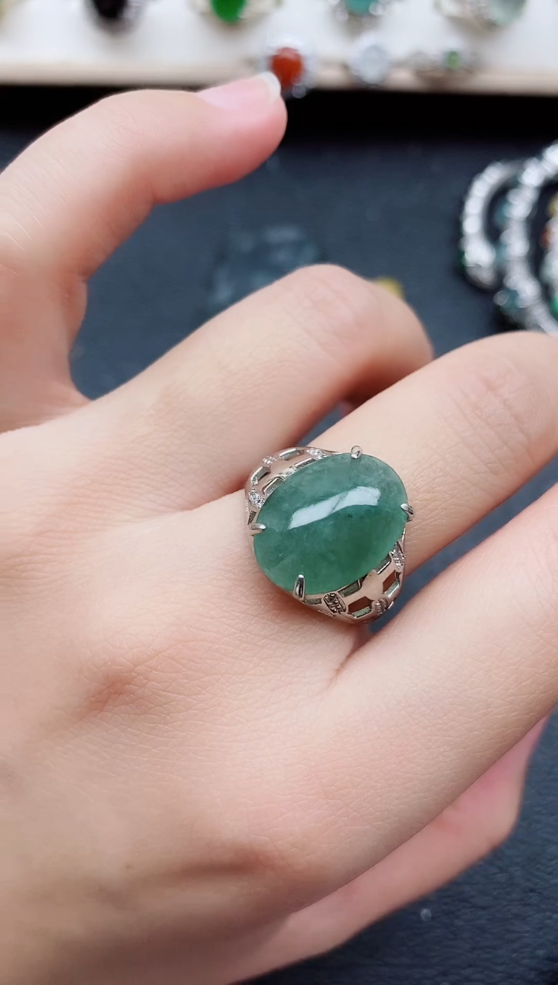 【闪购商品】翡翠戒指银S925镶嵌11111