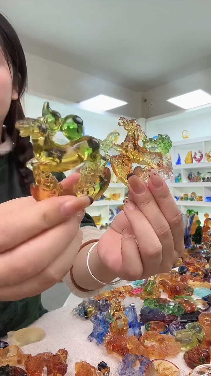 手工艺品琉璃发财马+葫芦马