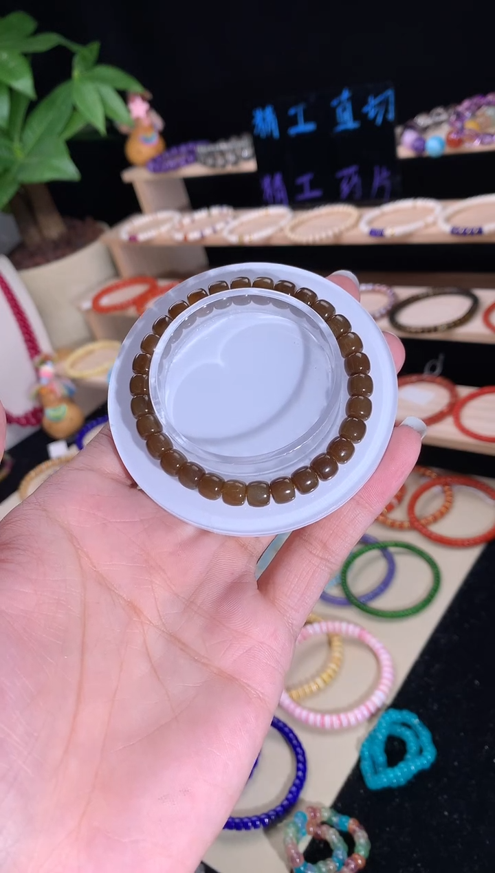 手链未镶嵌和田玉（糖玉）和田玉糖料直切手串7m