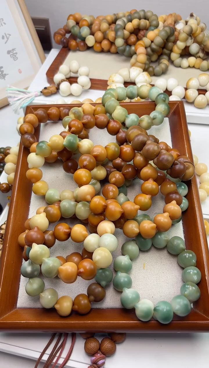 手串菩提根/象牙果沐g81干磨猫猫头21mm手串瑕疵不补随机