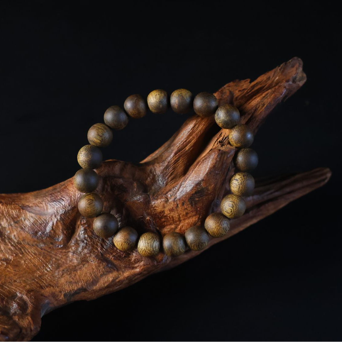 沉香绿奇楠10mm沉水浮沉香圆珠单圈手串10克＋多样性发一