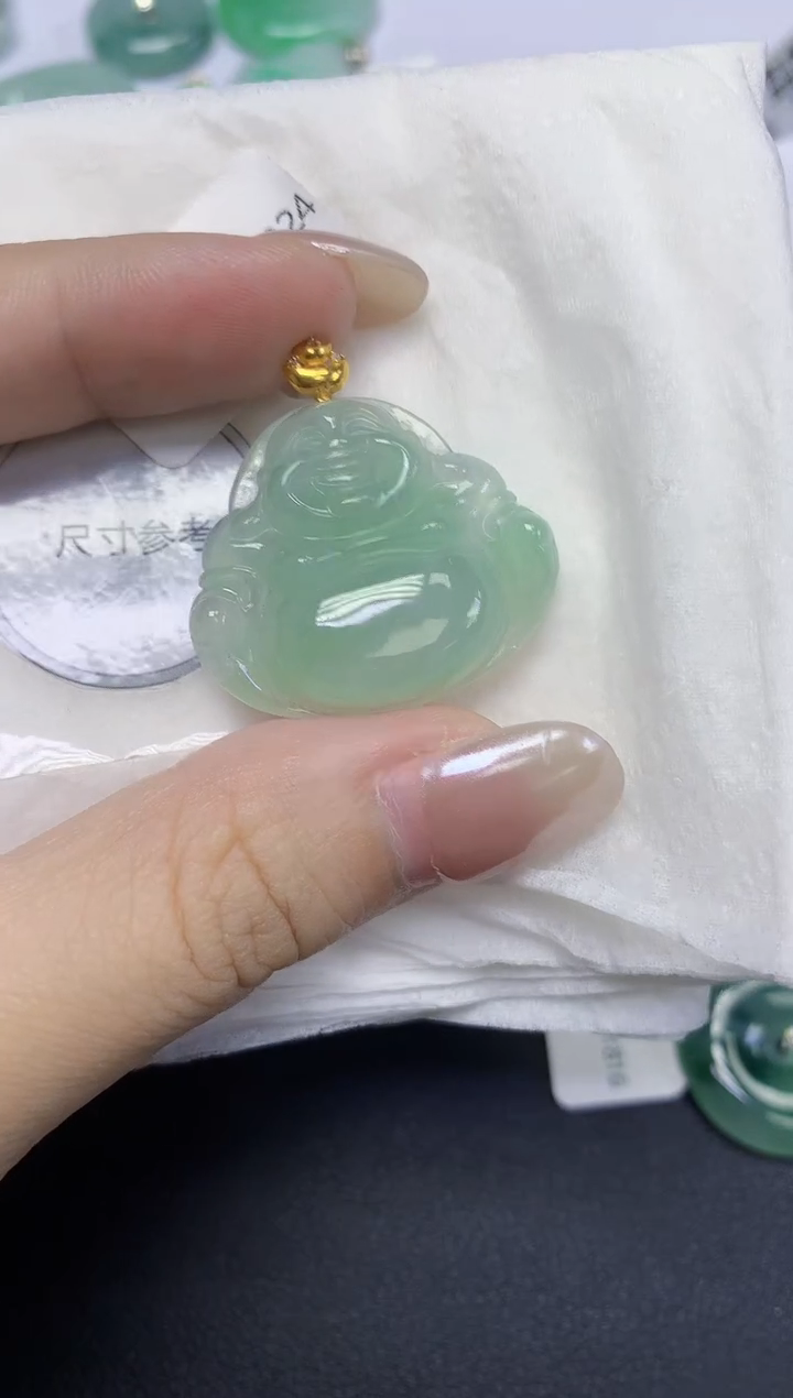 颈饰18K金镶嵌翡翠天然缅甸翡翠A货百元以上9元证书费自理