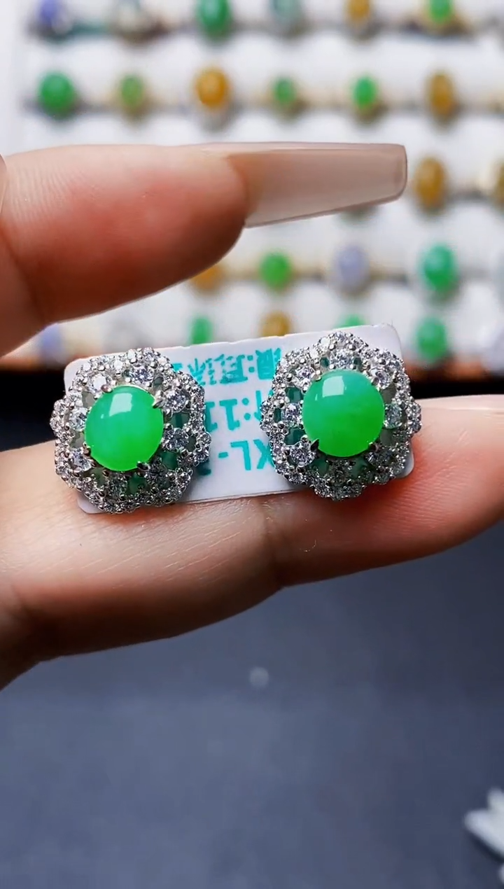 银S925镶嵌戒指翡翠4210