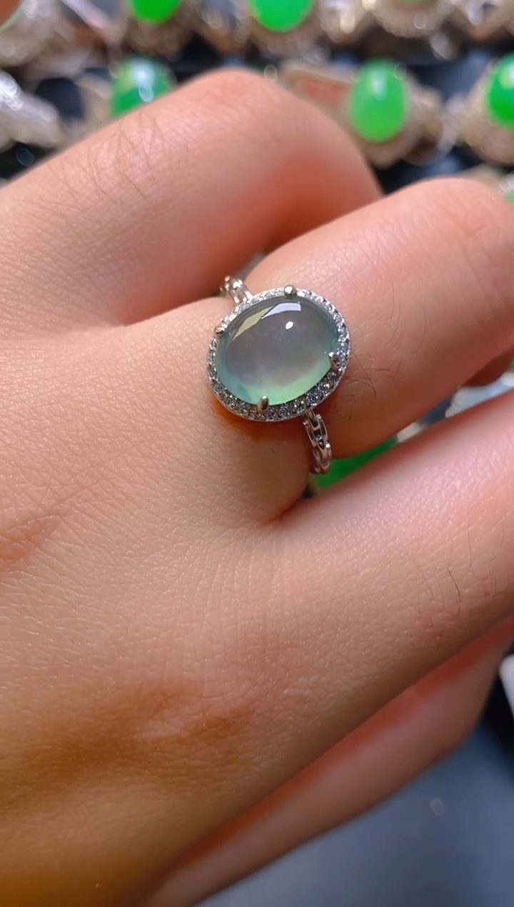 【闪购商品】翡翠耳饰银S925镶嵌天然A货翡翠1