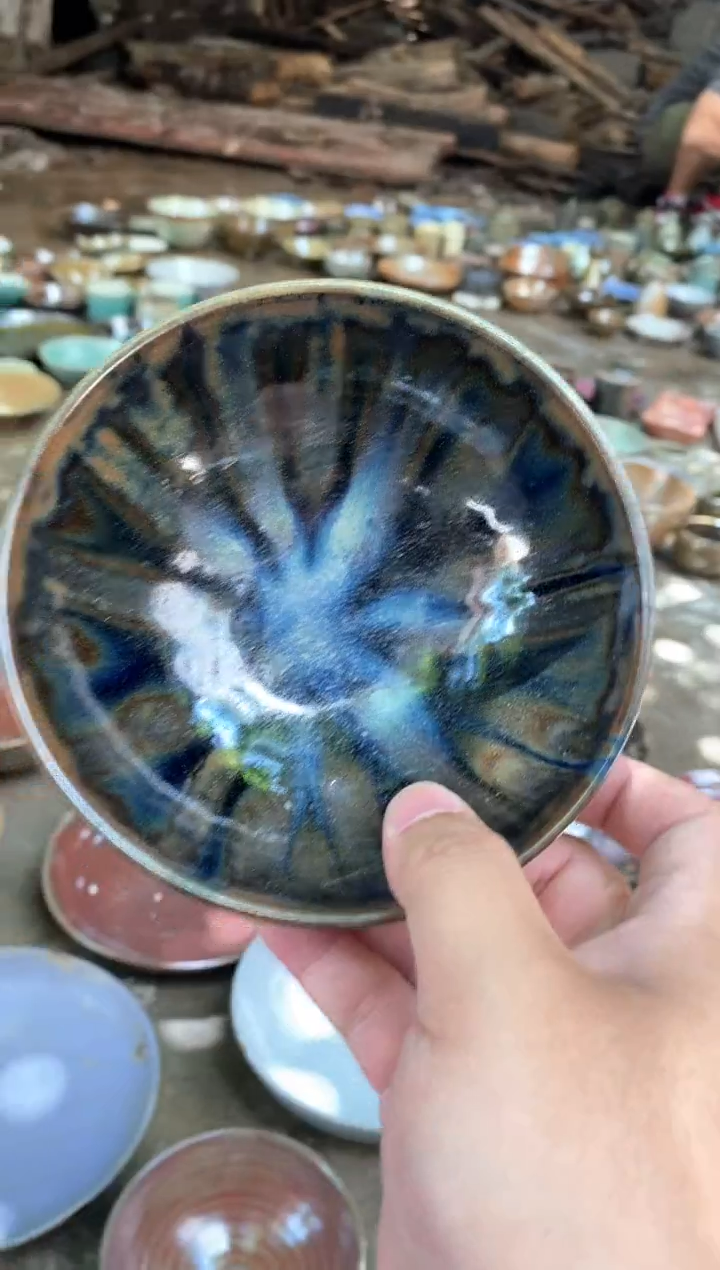 浪鬼家釉绘柴烧餐具举**铁碗