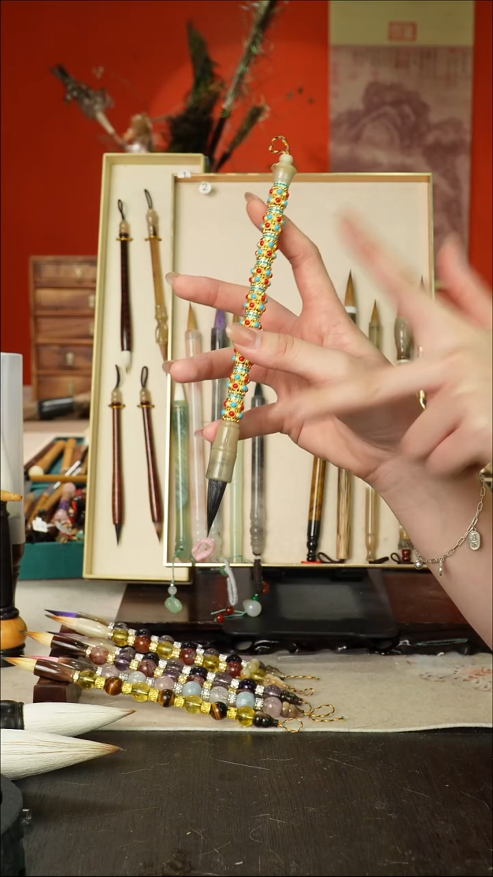 177号闪孤品高货毛笔链接 清水试笔 蘸墨不退