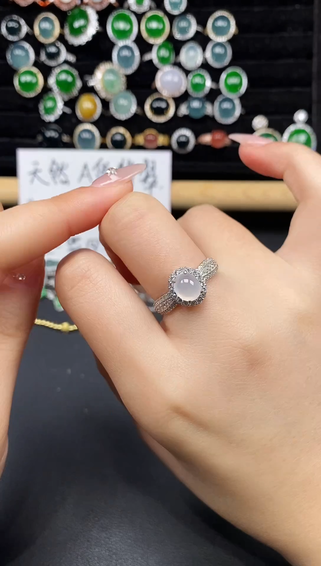 银S925镶嵌戒指翡翠37378