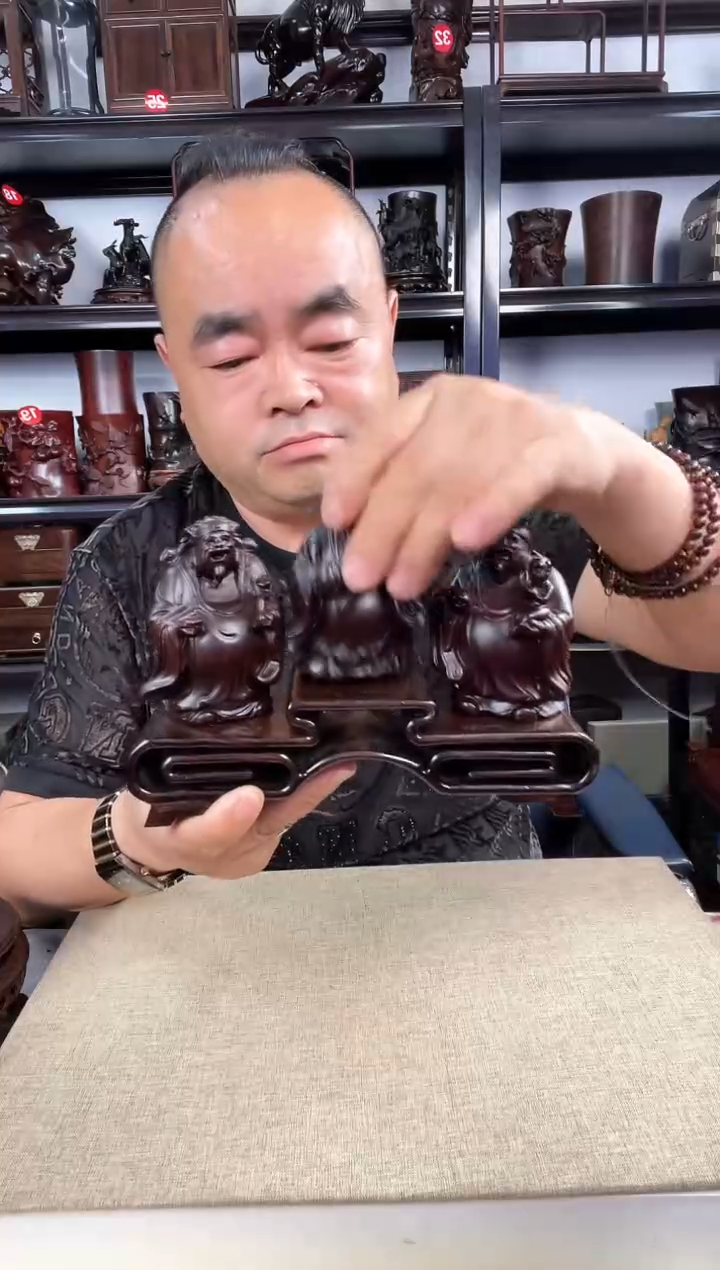 木三连+福禄寿老李红木工艺品