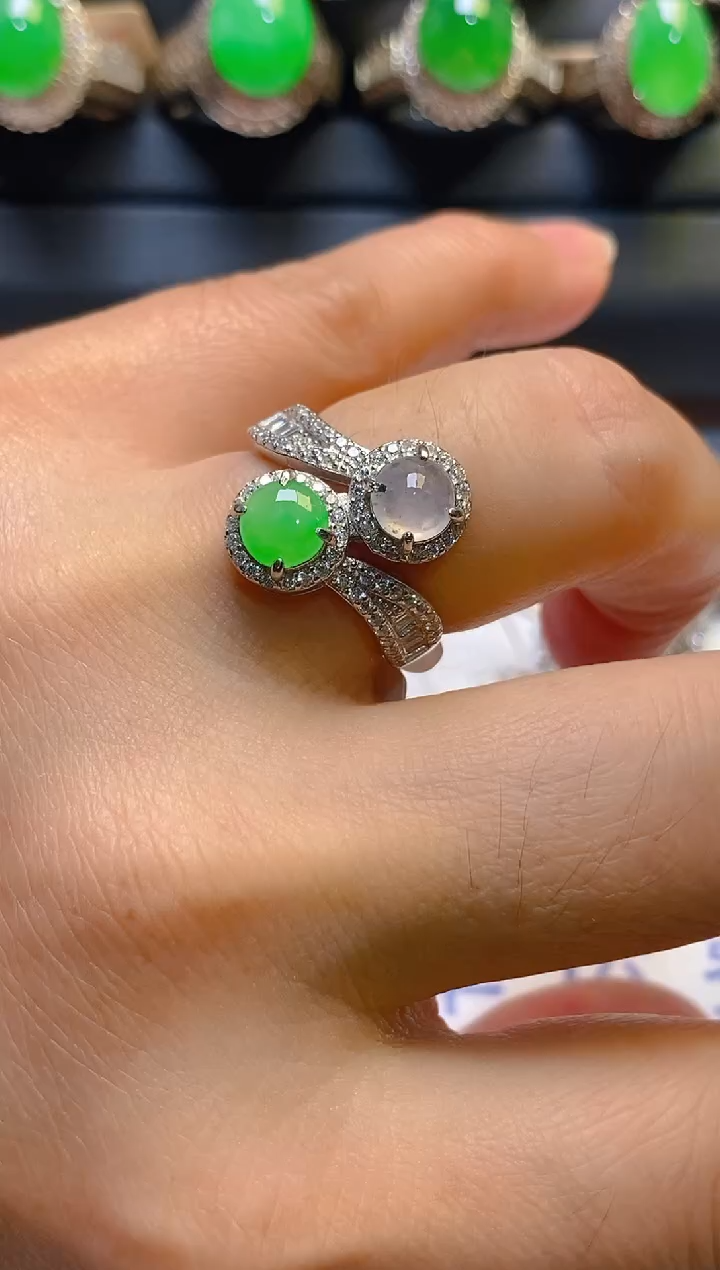 【闪购商品】翡翠耳饰银S925镶嵌天然A货翡翠1