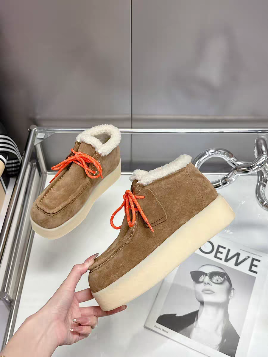 2025新款（妹妹雪地靴）胶粘厚底保暖磨砂皮雪地靴法式中跟冬季