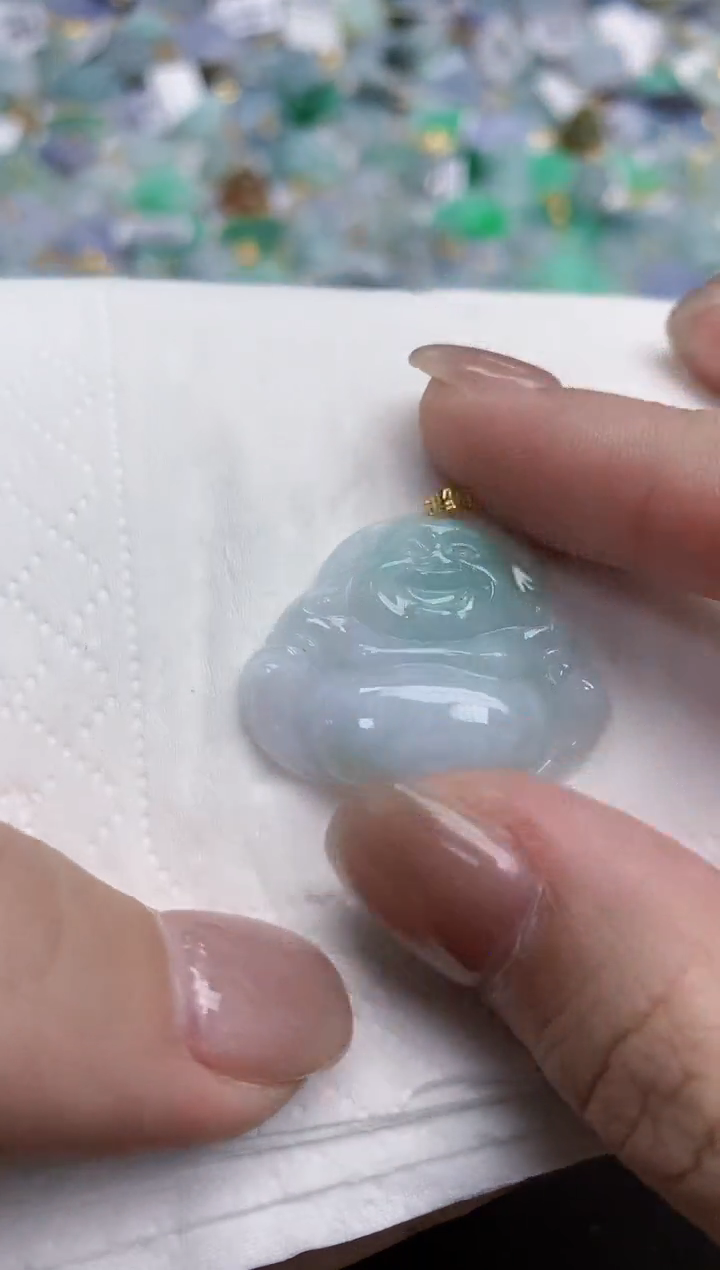 【闪购商品】翡翠颈饰18K金镶嵌天然缅甸翡翠A货
