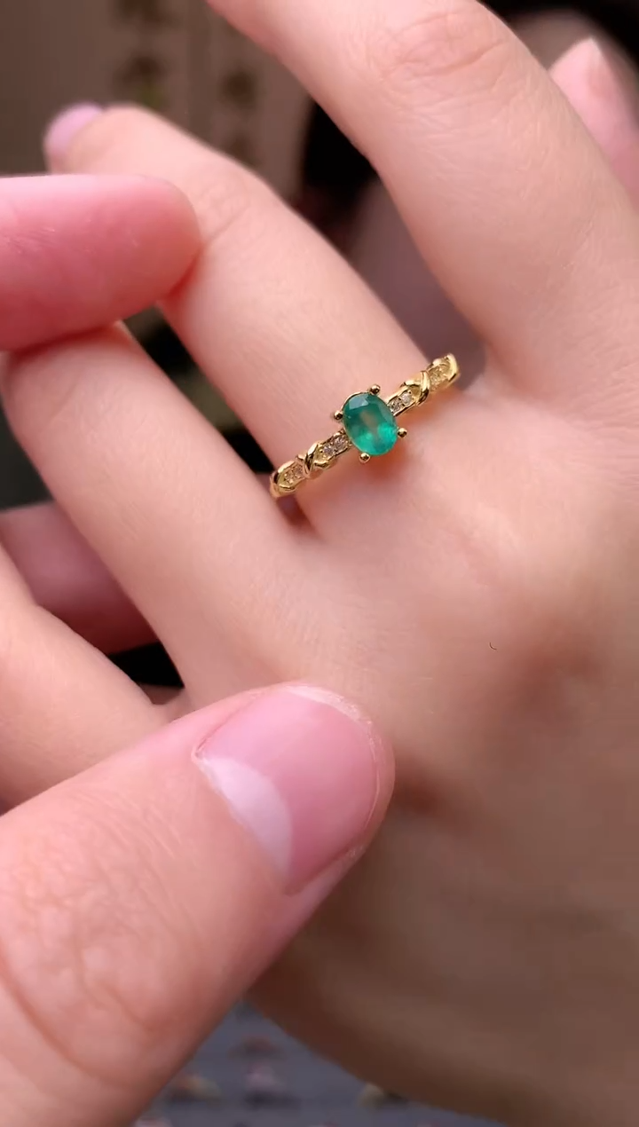 【闪购商品】祖母绿戒指银S925镶嵌戒指