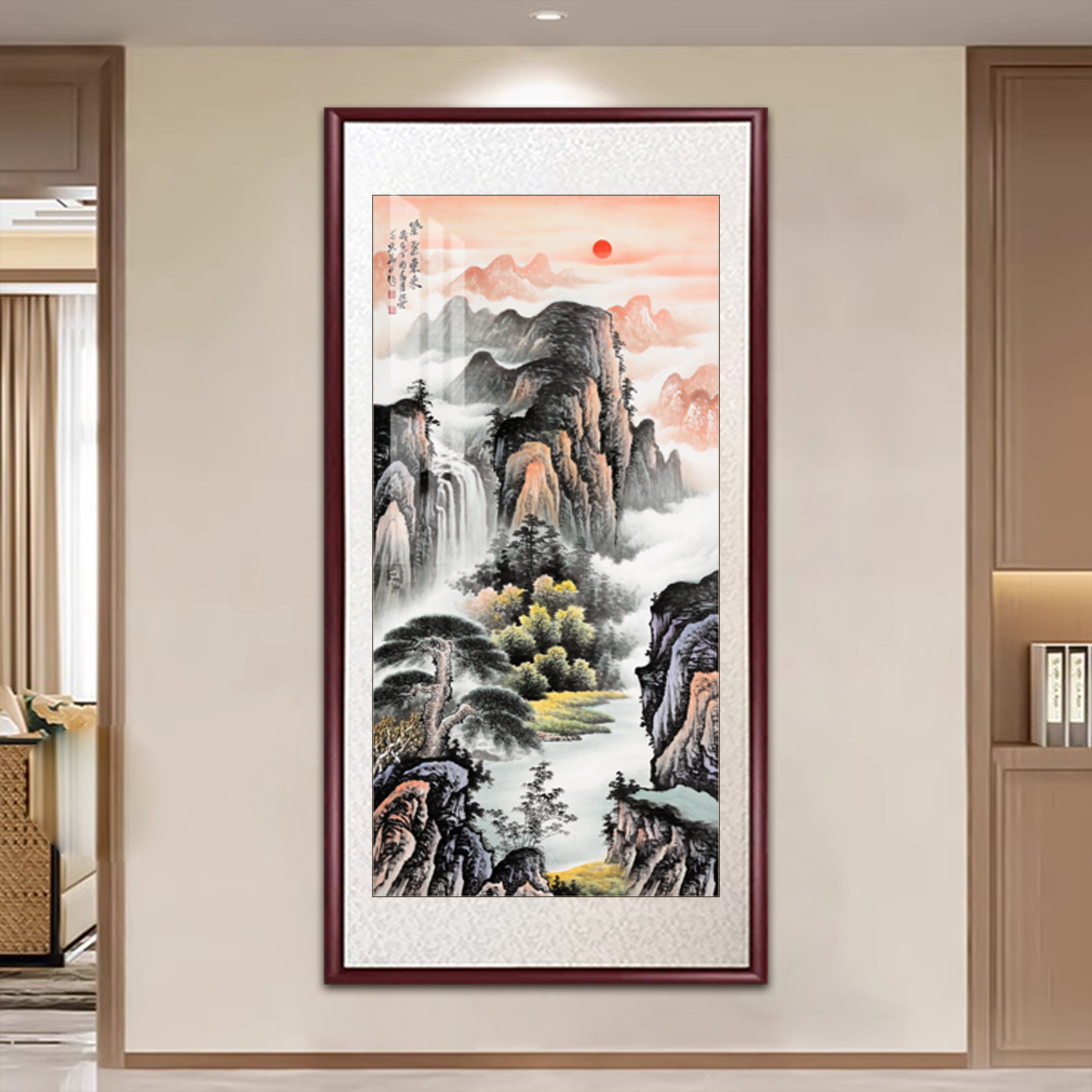 【紫气东来-ZX1】风景玄关走廊背景墙装饰画过道墙山水入户背景挂画