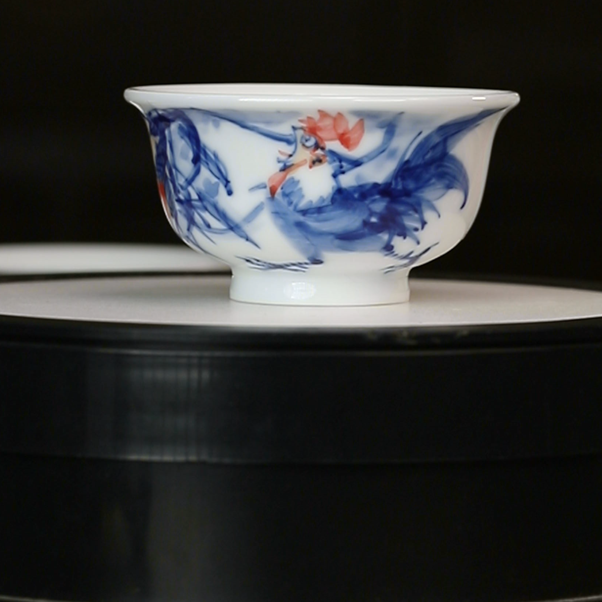 12.27a/r00091/昱器/青花公鸡压手杯