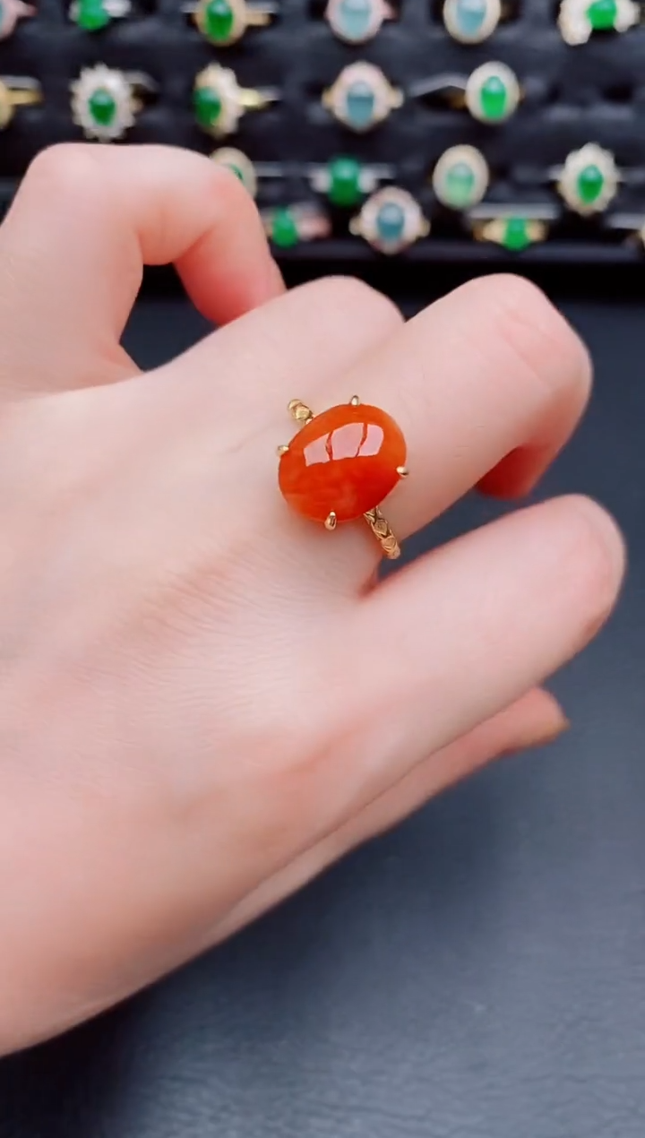 【闪购商品】翡翠戒指银S925镶嵌天然a货翡翠44